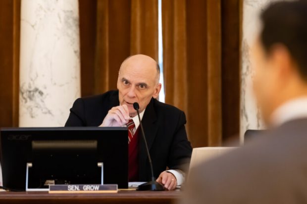 Sen. C. Scott Grow (R, Eagle) during a JFAC hearing at the Idaho State Capitol building on January 11, 2023. (Otto Kitsinger for Idaho Capital Sun)